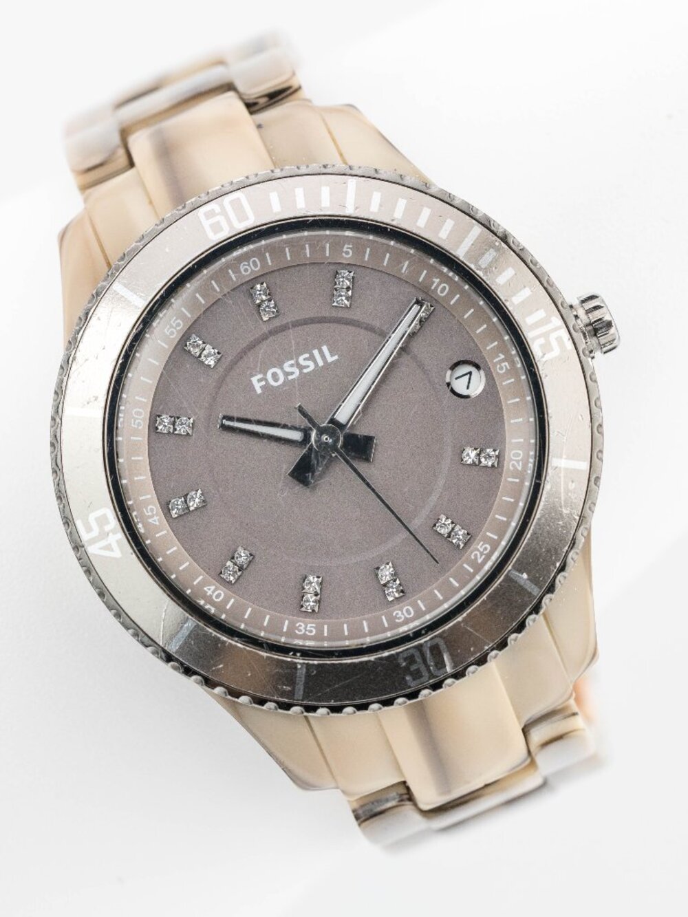 Fossil Stella ES3089 Women’s Crystal Resin Quartz Analog Watch Fresh Battery